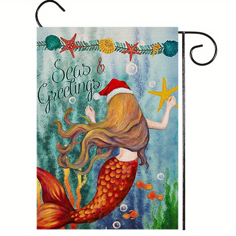 "Seas Greetings" Christmas Garden Flag