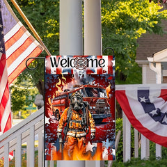 Fireman Hero Welcome Garden Flag