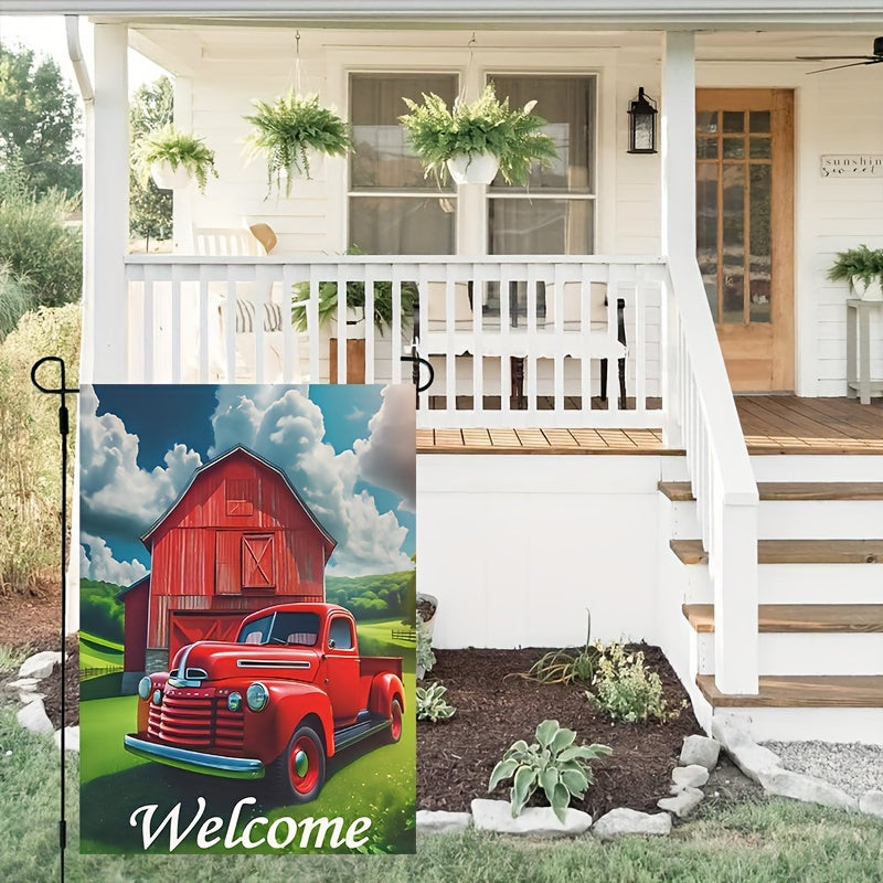 Rustic Red Truck Welcome Garden Flag