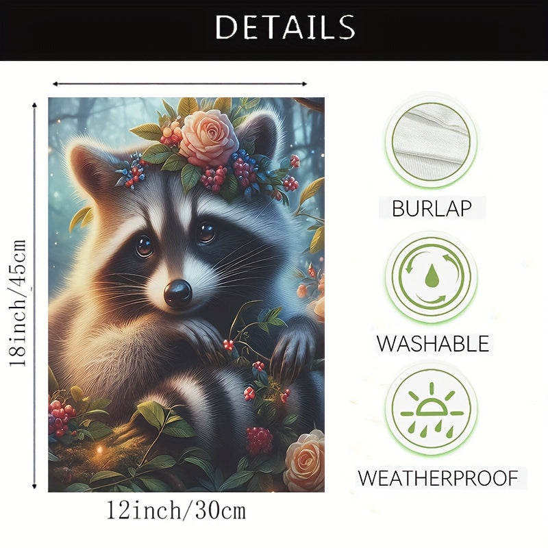 Cute Raccoon Garden Flag