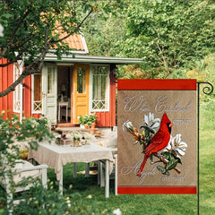 Rustic "When Cardinals Appear Angels Are Near" Burlap Garden Flag