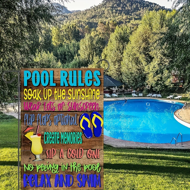 Pool Rules Garden Flag