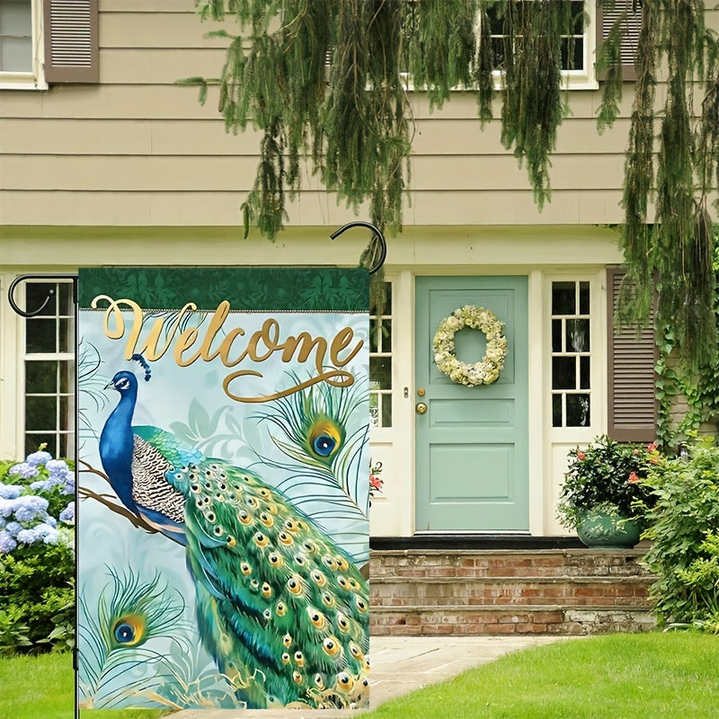 Peacock Welcome Garden Flag