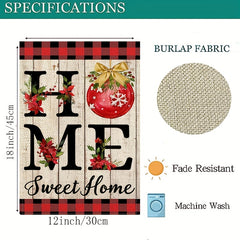 "Home Sweet Home" Red Checkered Burlap Christmas Flag