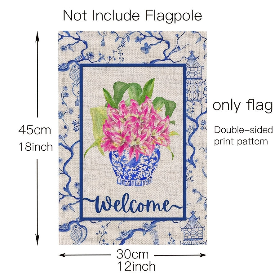 Linen Chinoiserie Garden Flag