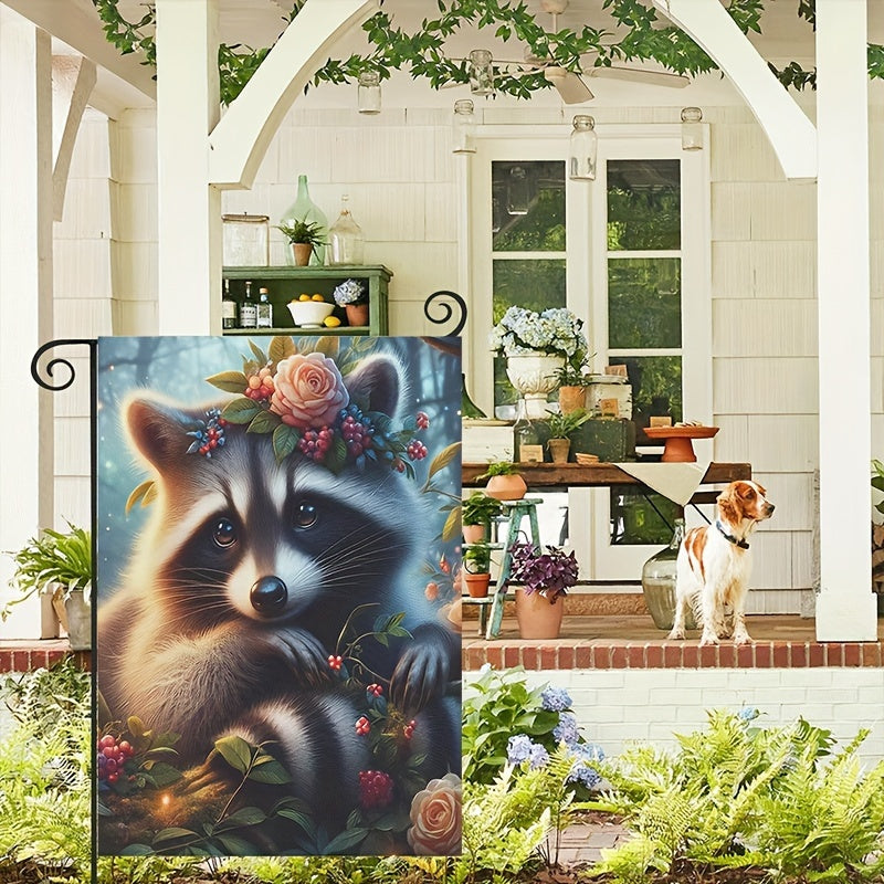 Cute Raccoon Garden Flag