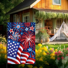 Vibrant 4th of July Patriotic Garden Flag