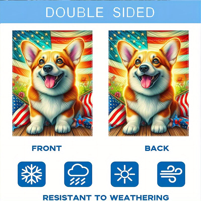 American US Garden Flag With Corgi Dog