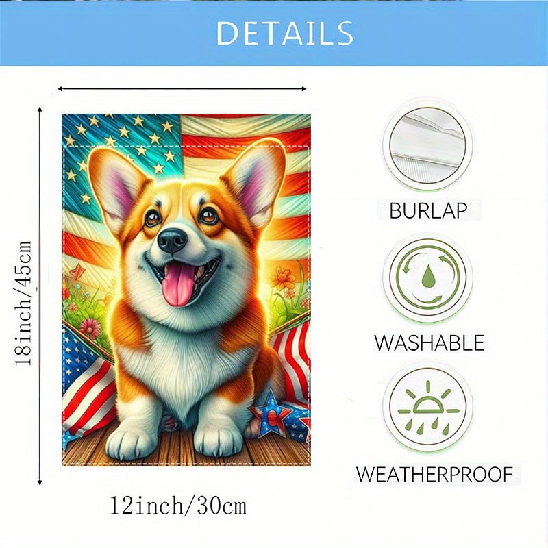 American US Garden Flag With Corgi Dog