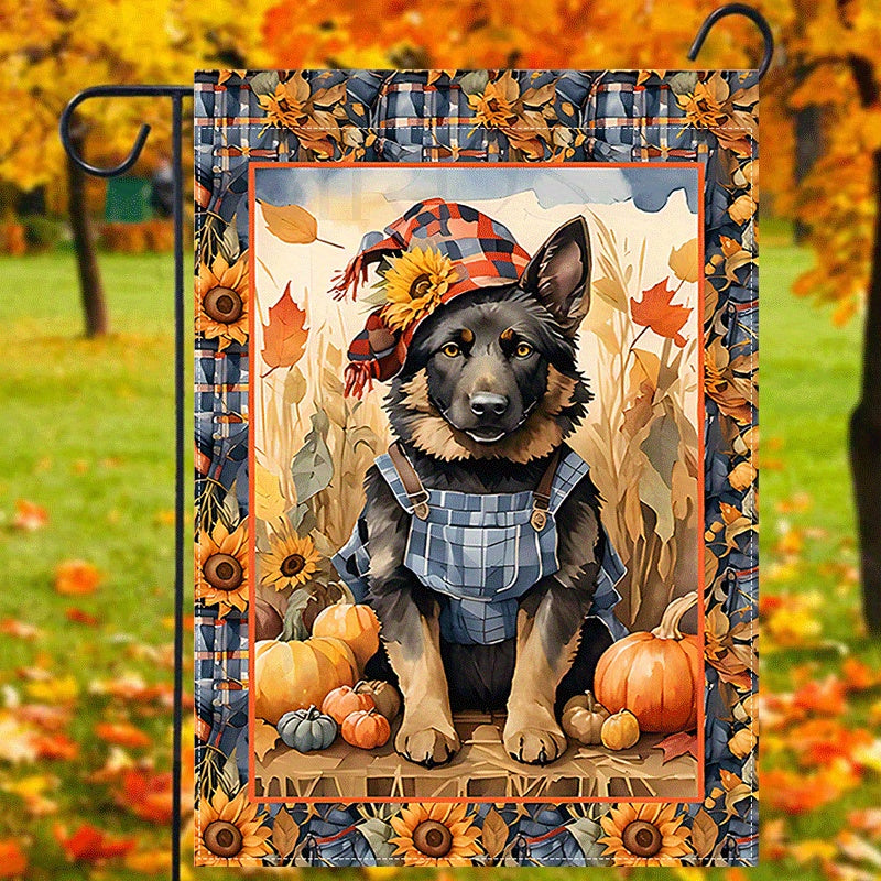 Charming German Shepherd Autumn Welcome Garden Flag