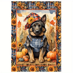 Charming German Shepherd Autumn Welcome Garden Flag