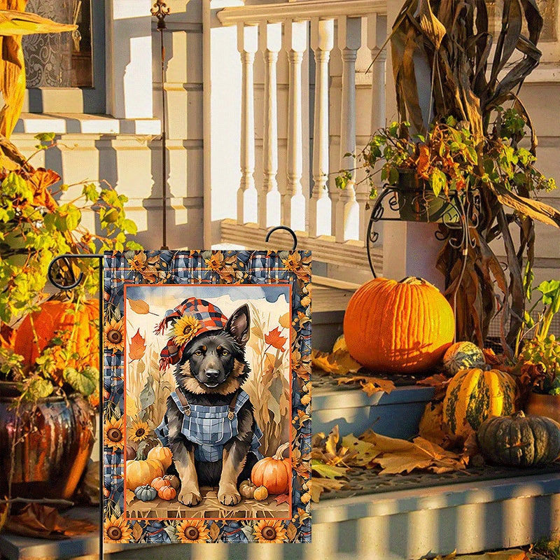 Charming German Shepherd Autumn Welcome Garden Flag