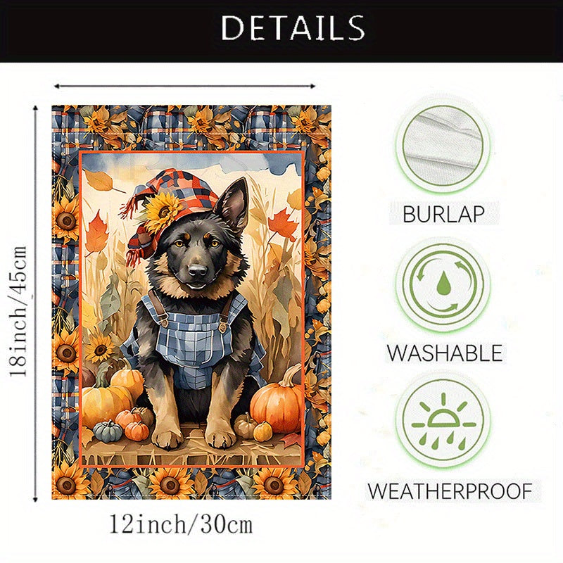 Charming German Shepherd Autumn Welcome Garden Flag