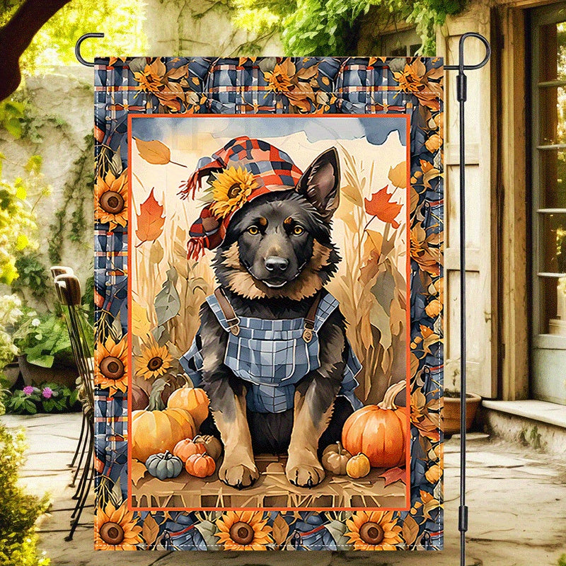 Charming German Shepherd Autumn Welcome Garden Flag