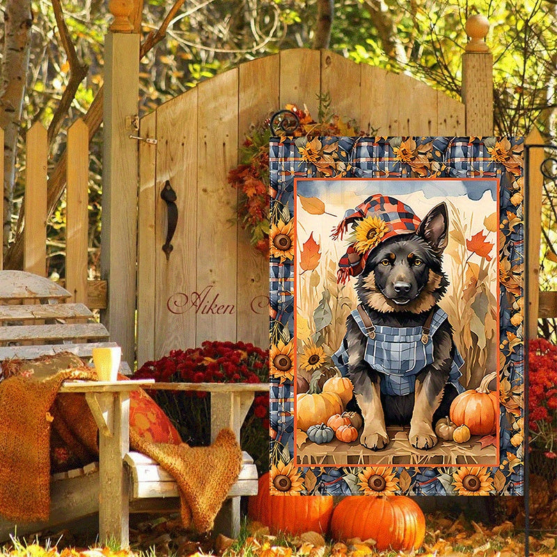 Charming German Shepherd Autumn Welcome Garden Flag