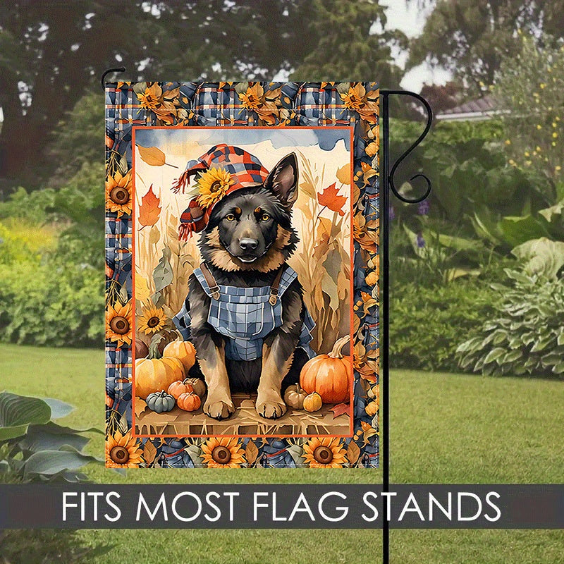 Charming German Shepherd Autumn Welcome Garden Flag