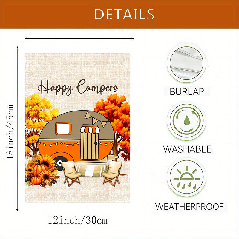 "Happy Camper" Fall Garden Flag