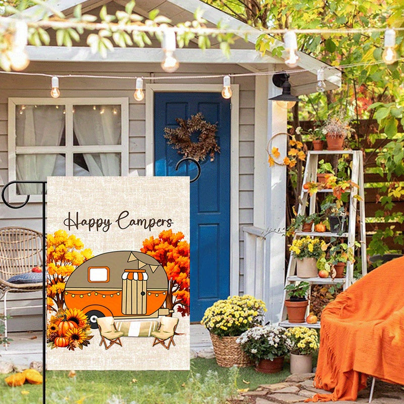 "Happy Camper" Fall Garden Flag