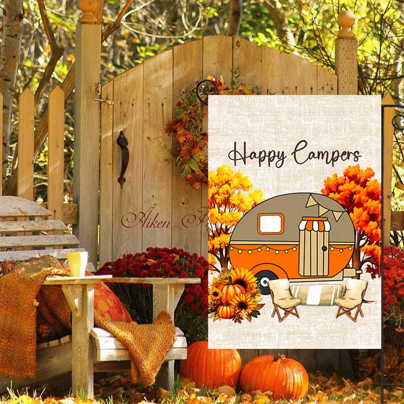 "Happy Camper" Fall Garden Flag