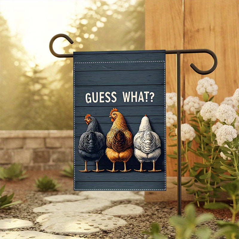 Funny 'Guess What? Chicken' Double-Sided Garden Flag