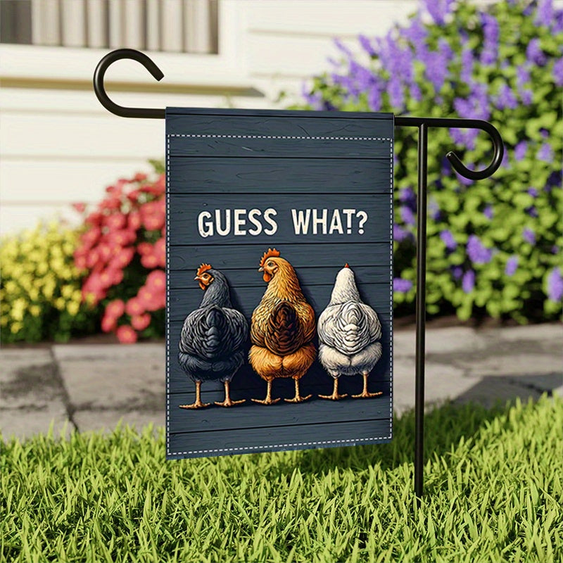 Funny 'Guess What? Chicken' Double-Sided Garden Flag