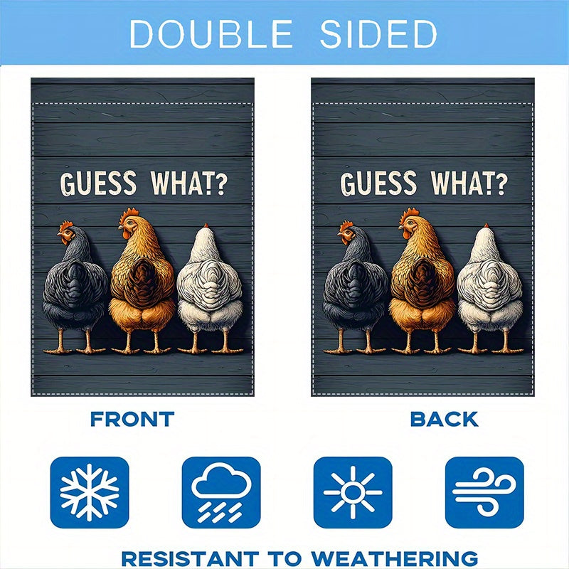 Funny 'Guess What? Chicken' Double-Sided Garden Flag