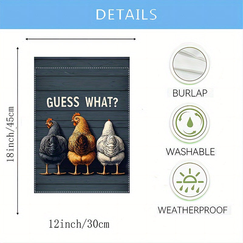 Funny 'Guess What? Chicken' Double-Sided Garden Flag