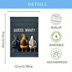 Funny 'Guess What? Chicken' Double-Sided Garden Flag