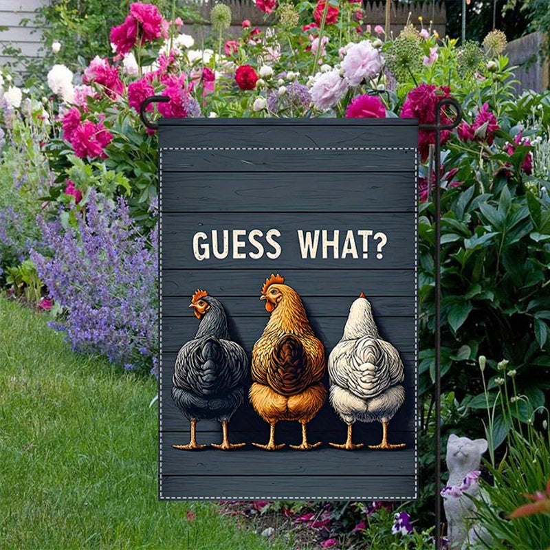 Funny 'Guess What? Chicken' Double-Sided Garden Flag