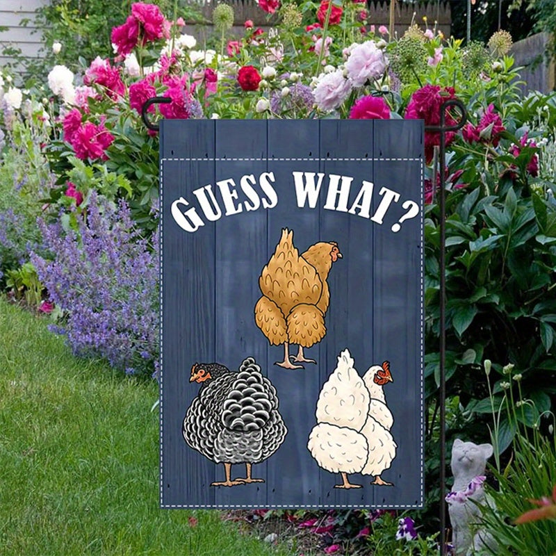 Funny 'Guess What? Chicken' Double-Sided Garden Flag