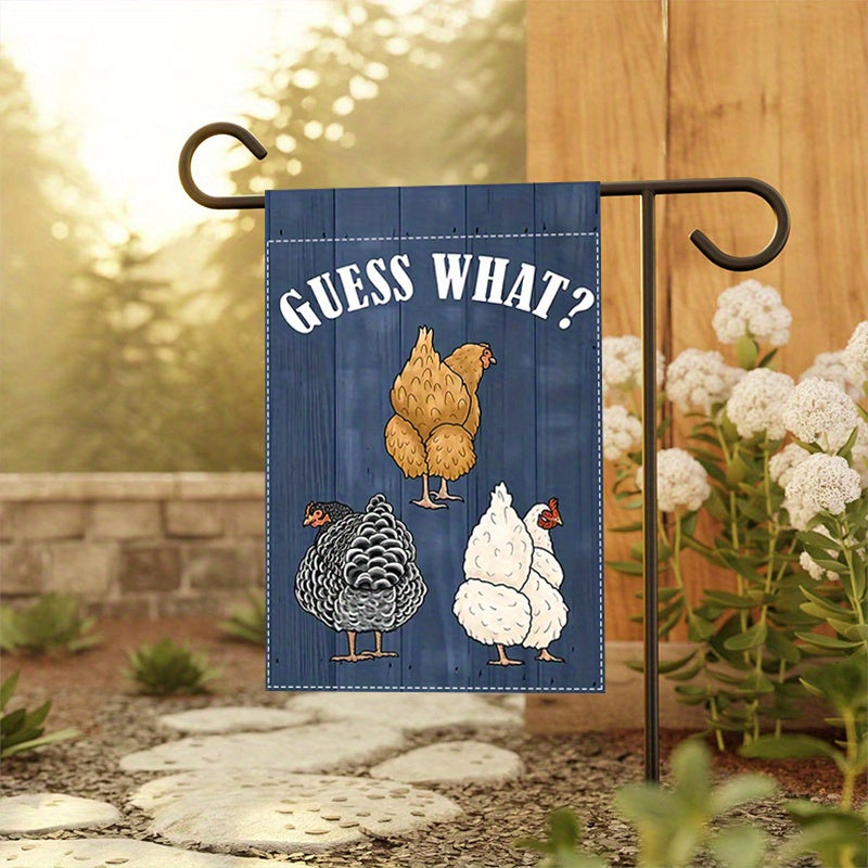 Funny 'Guess What? Chicken' Double-Sided Garden Flag