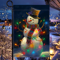 Whimsical, Charming Snowman Welcome Garden Flag