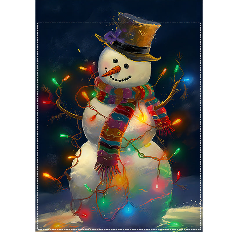 Whimsical, Charming Snowman Welcome Garden Flag