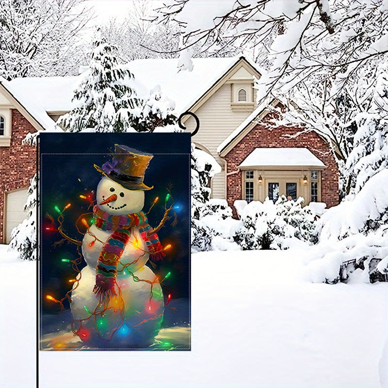 Whimsical, Charming Snowman Welcome Garden Flag