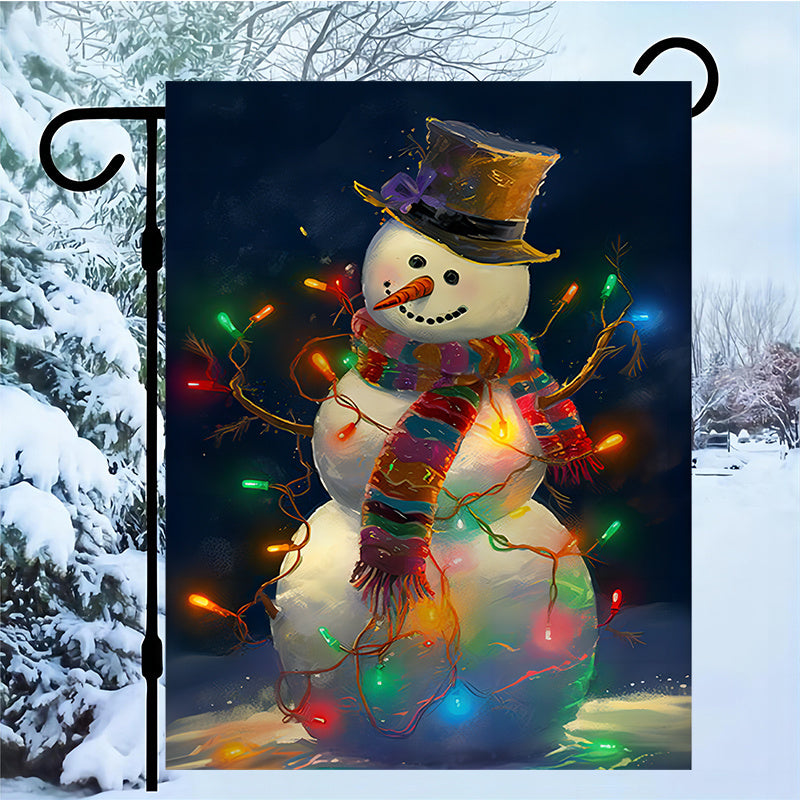 Whimsical, Charming Snowman Welcome Garden Flag