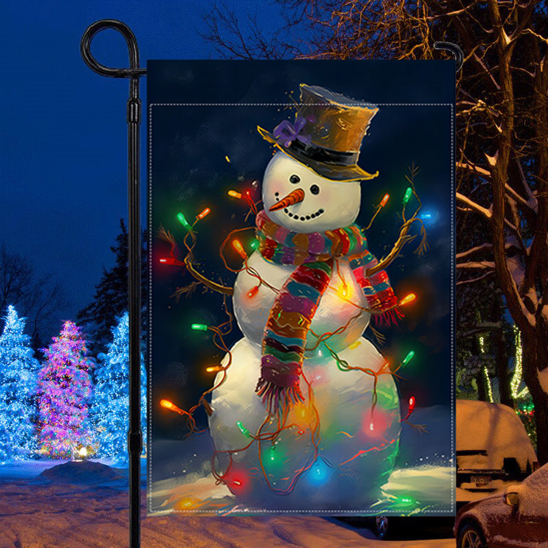 Whimsical, Charming Snowman Welcome Garden Flag