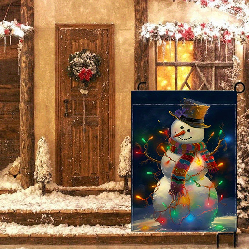 Whimsical, Charming Snowman Welcome Garden Flag