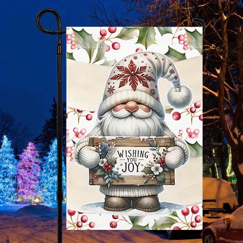 Linen Gnome Garden Flag