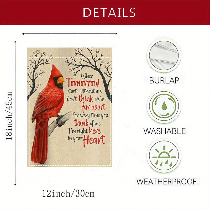 Burlap Cardinal Red Double Sided Waterproof Garden Flag