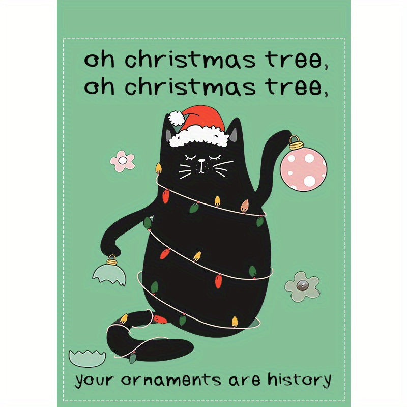 Festive Black Cat Christmas Garden Flag