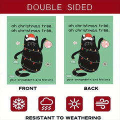 Festive Black Cat Christmas Garden Flag