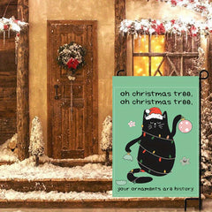 Festive Black Cat Christmas Garden Flag