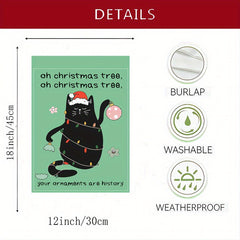 Festive Black Cat Christmas Garden Flag