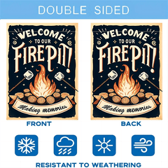 "Welcome to Our Fire Pit" Double-Sided Garden Flag