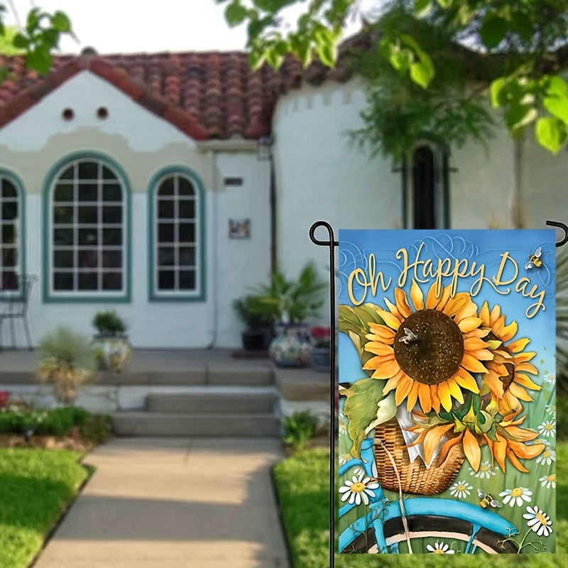 "Oh Happy Day" Sunflower & Bee Bicycle Garden Flag