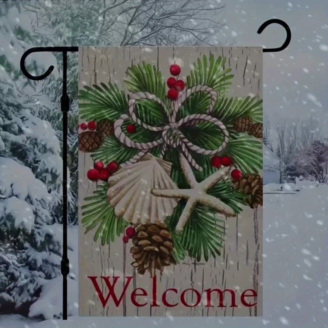 Festive Christmas Welcome Garden Flag