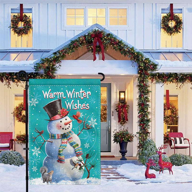 Merry Christmas Cute Snowman Winter Garden Flag