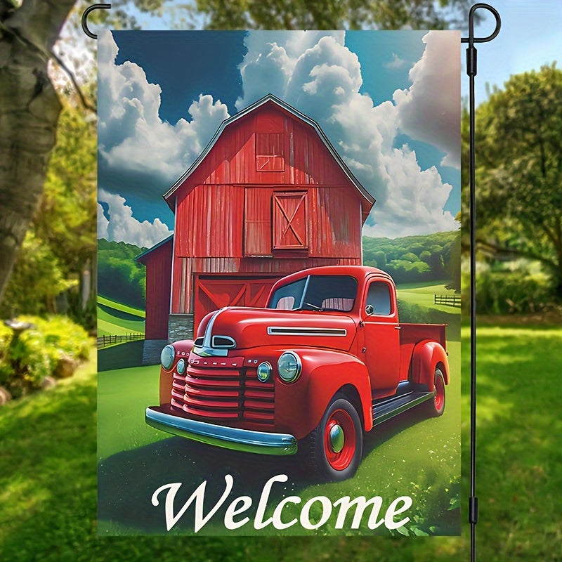 Rustic Red Truck Welcome Garden Flag