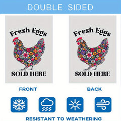 2D Door Banner Funny Flower Chicken Garden Flag