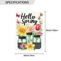 Welcome Spring Mason Jar Flowers Decorative Flag